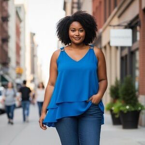 MICHAEL Michael Kors Vibrant Blue Sleeveless Blouse